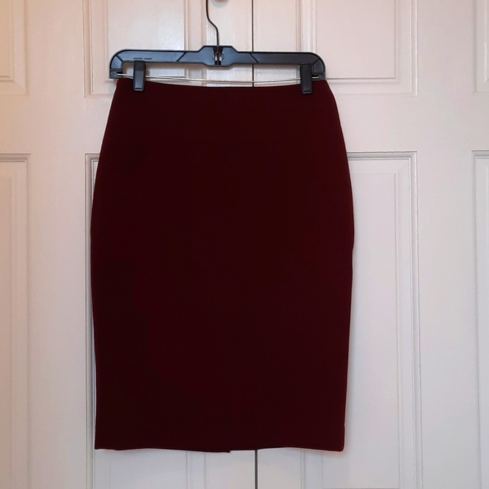Ann Taylor Skirt Pencil Burgundy Marroon Size 2